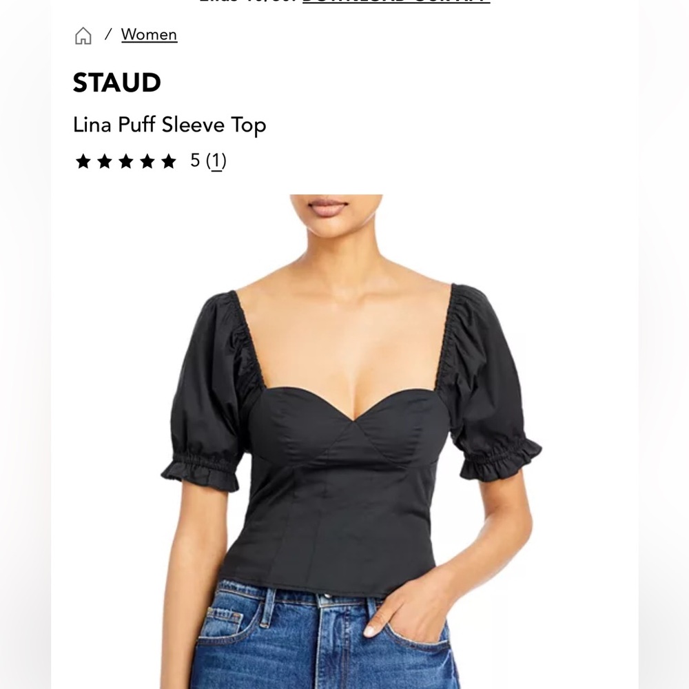 STAUD Black Puff Sleeve Blouse